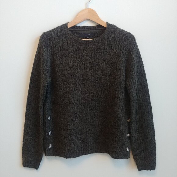 Vero Moda dark neutral green sweater Small buttons alpaca mohair blend - Picture 1 of 16
